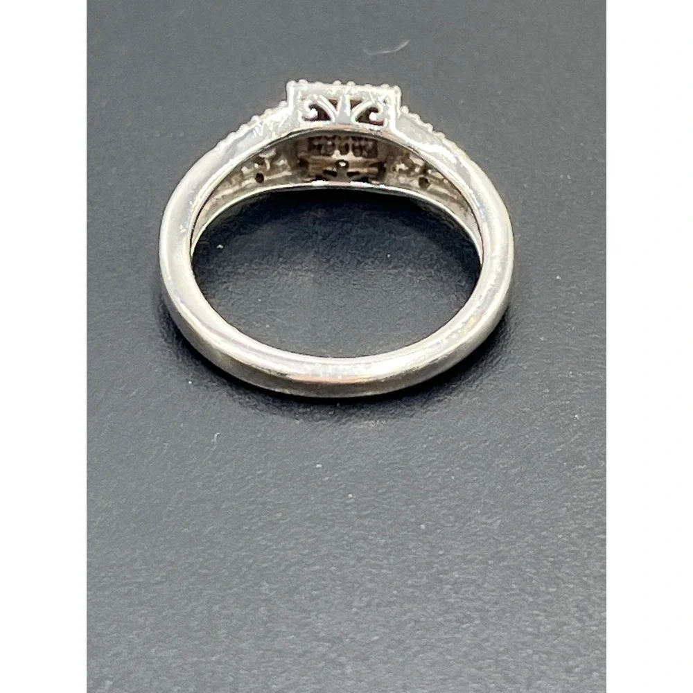 Sun Sterling Silver 14K Rose Gold Heart Natural Diamonds  Engagement Ring Sz 9.5